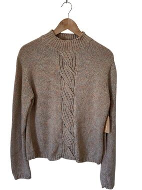 Kate Hill NWT Cotton Blend Multi Colour Rainbow Cable Knit Sweater Large